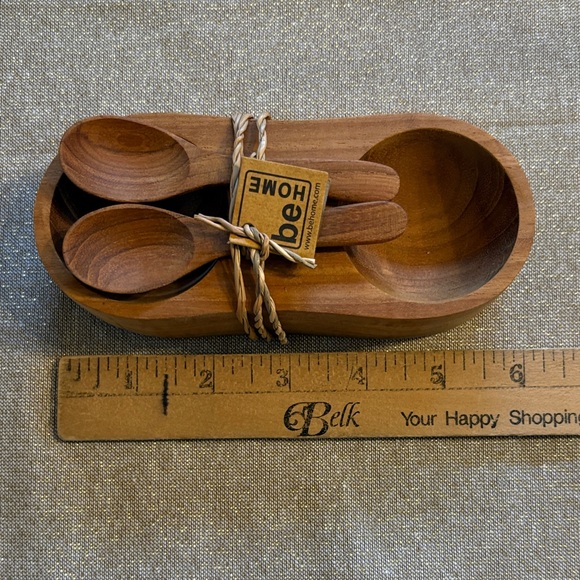 be HOME Wood Salt Cellar with Spoons + Sea Salt Gift Set - Picture 2 of 5